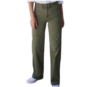 AYR the special sauce jeans pants 29 olive green stretchy high rise wide leg